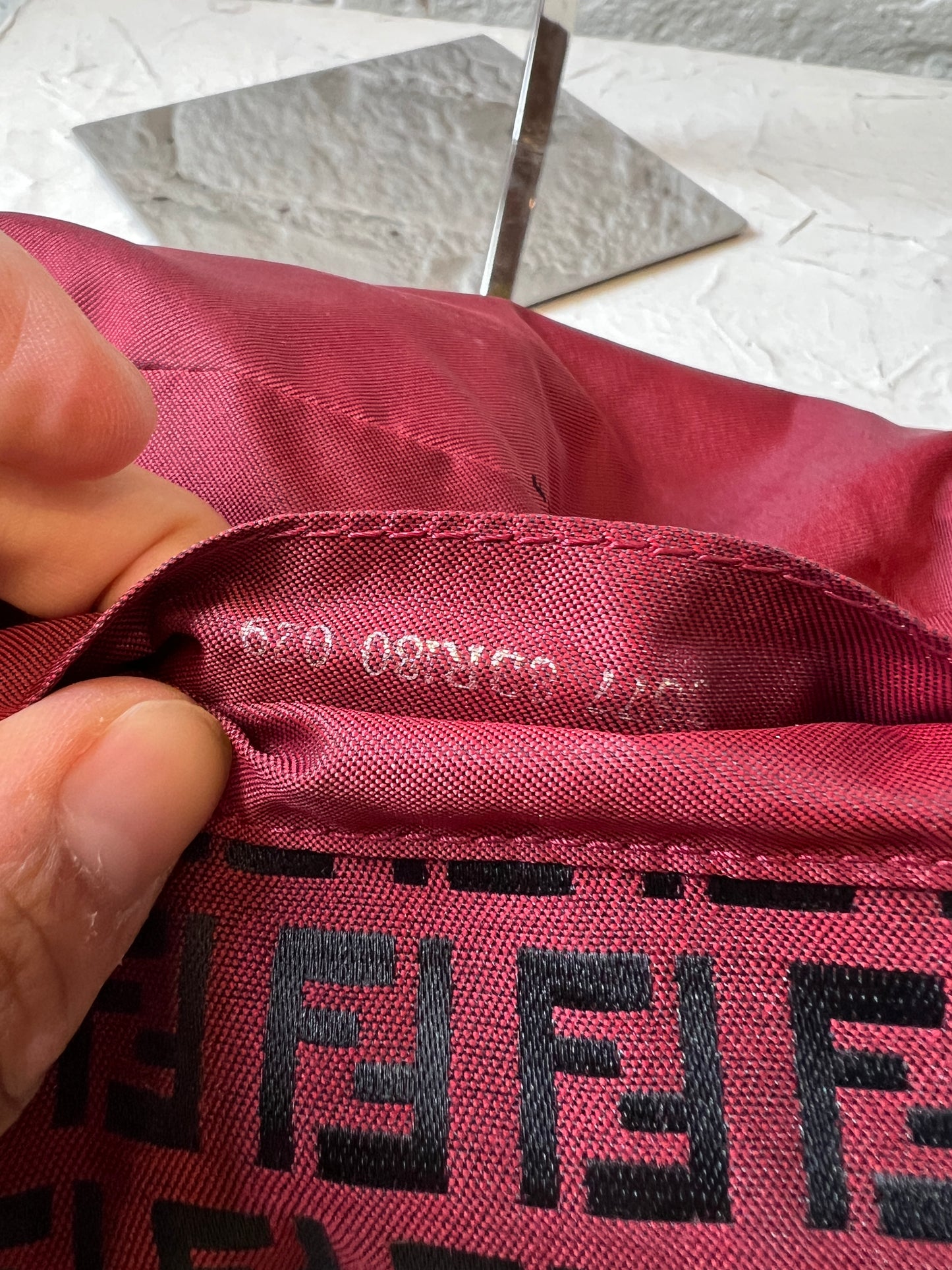 Fendi Zucchino Red and Black Mini Mamma Baguette