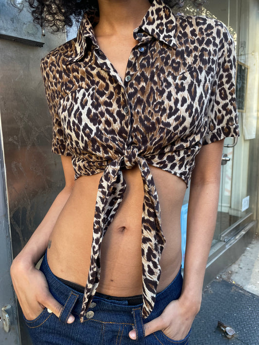 Dolce & Gabbana Leopard Print Cropped Button Up