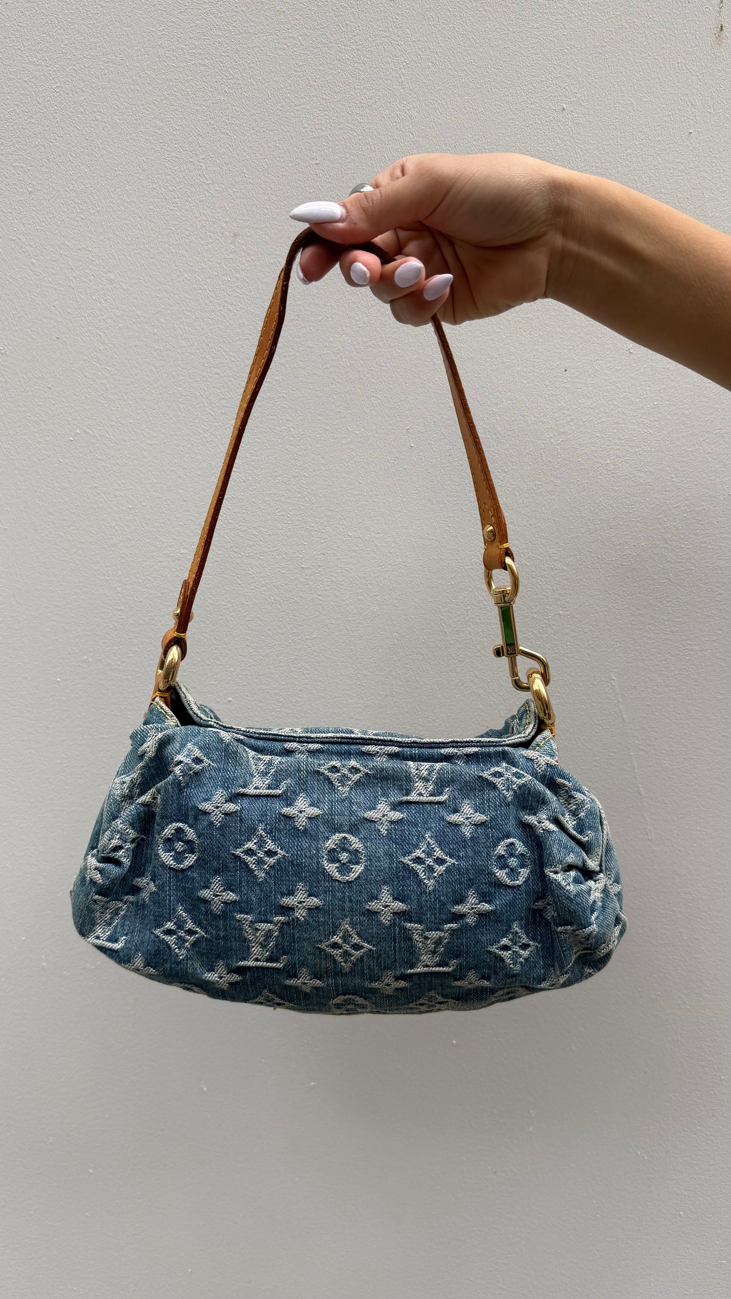Louis Vuitton 2005 Monogram Denim Blue Pleaty Mini Shoulder Bag
