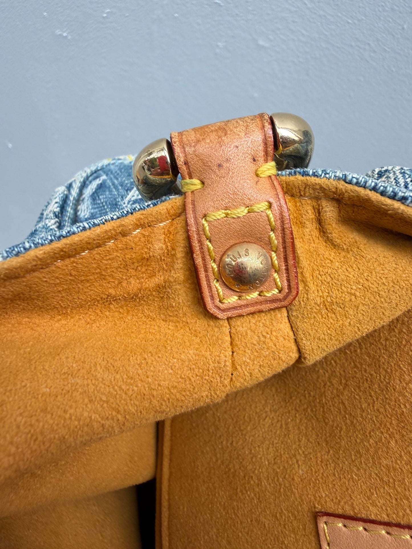 Louis Vuitton 2005 Monogram Denim Blue Pleaty Mini Shoulder Bag