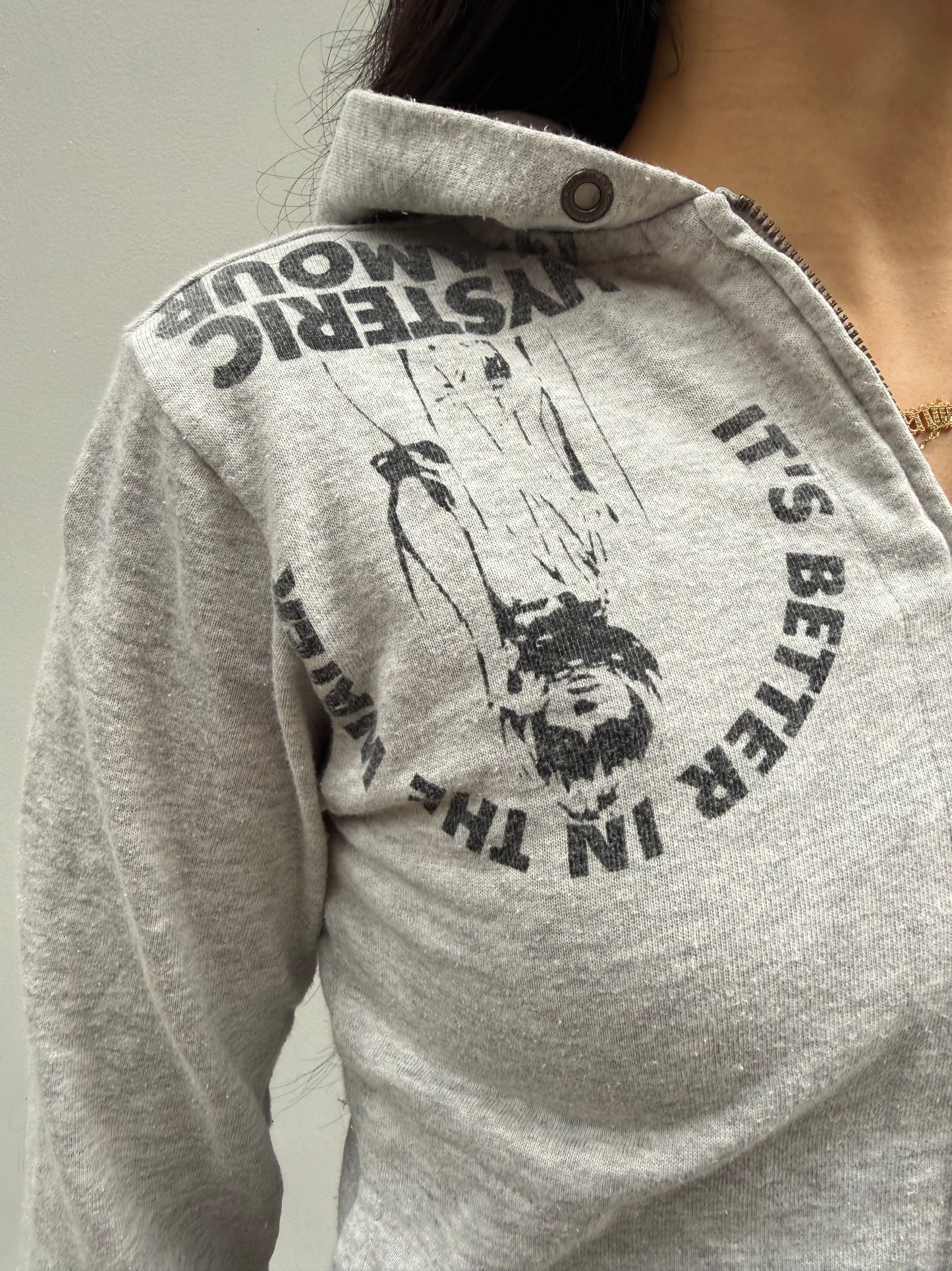 Hysteric Glamour Y2K Gray All-Over Graphic Zip-Up Hoodie 95