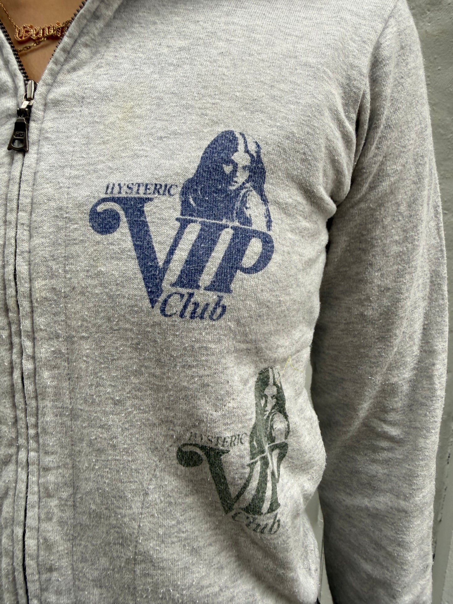 Hysteric Glamour Y2K Gray All-Over Graphic Zip-Up Hoodie 95