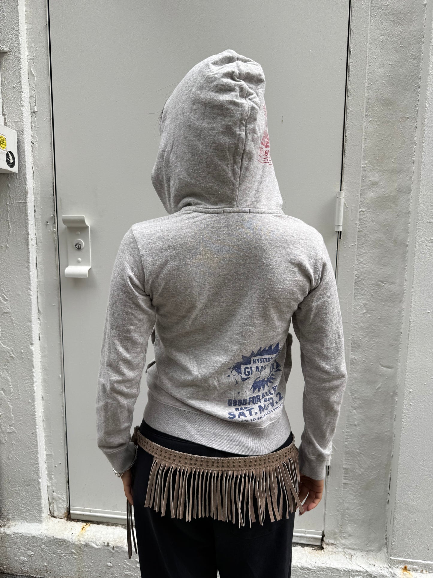 Hysteric Glamour Y2K Gray All-Over Graphic Zip-Up Hoodie 95