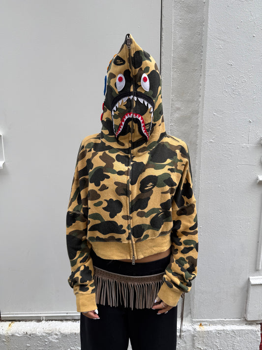 BAPE Y2K Camo Cropped Full Zip Hoodie
