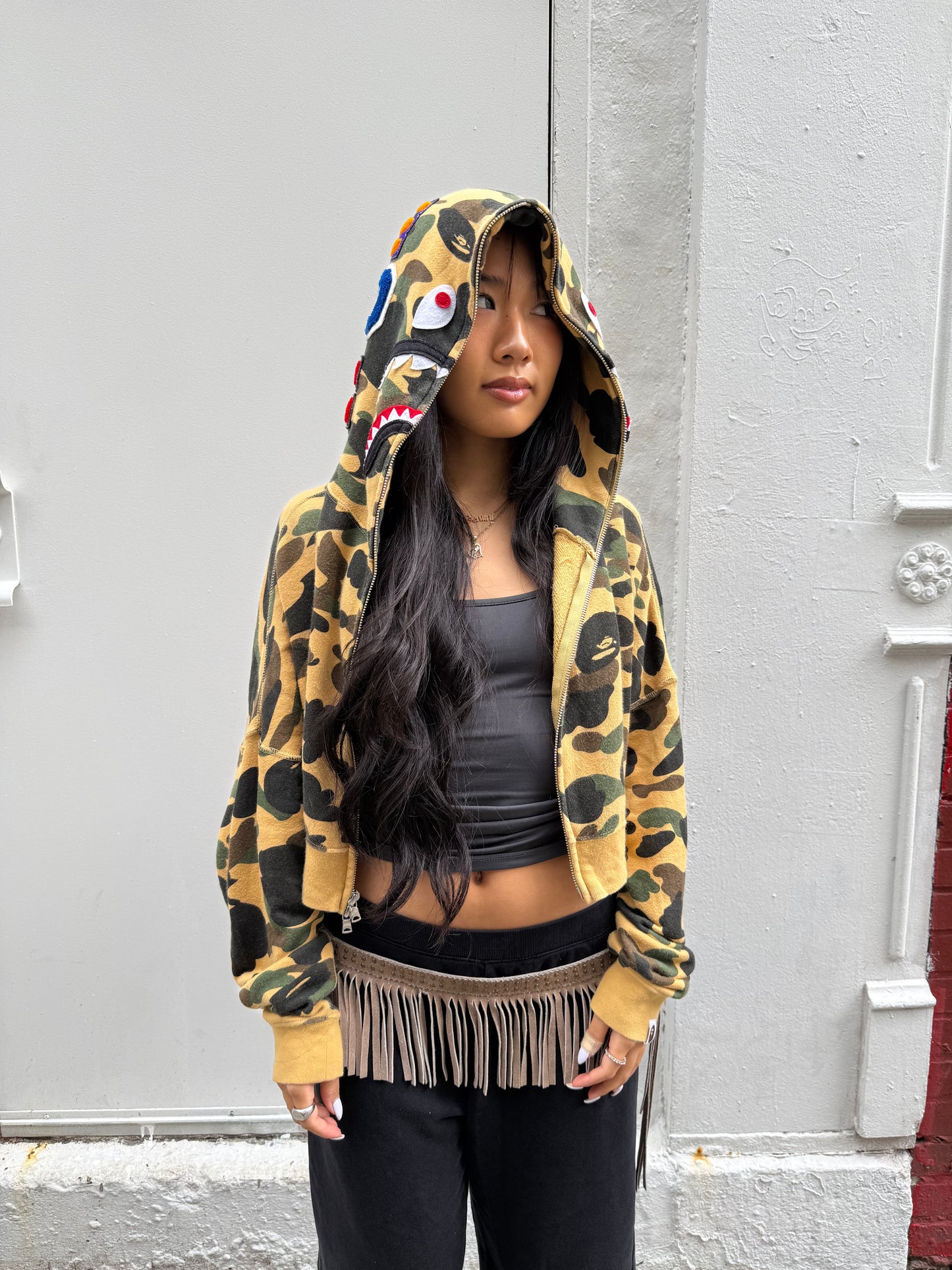 BAPE Y2K Camo Cropped Full Zip Hoodie