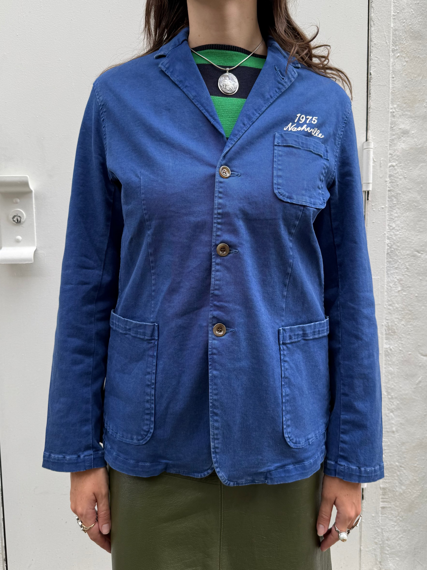Hysteric Glamour Y2K French Workwear Blue “1975 Nashville” Embroidered Jacket 93