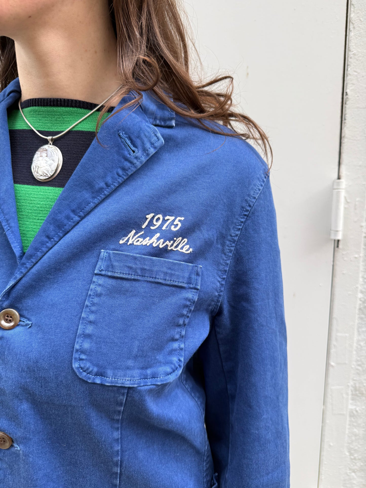 Hysteric Glamour Y2K French Workwear Blue “1975 Nashville” Embroidered Jacket 93