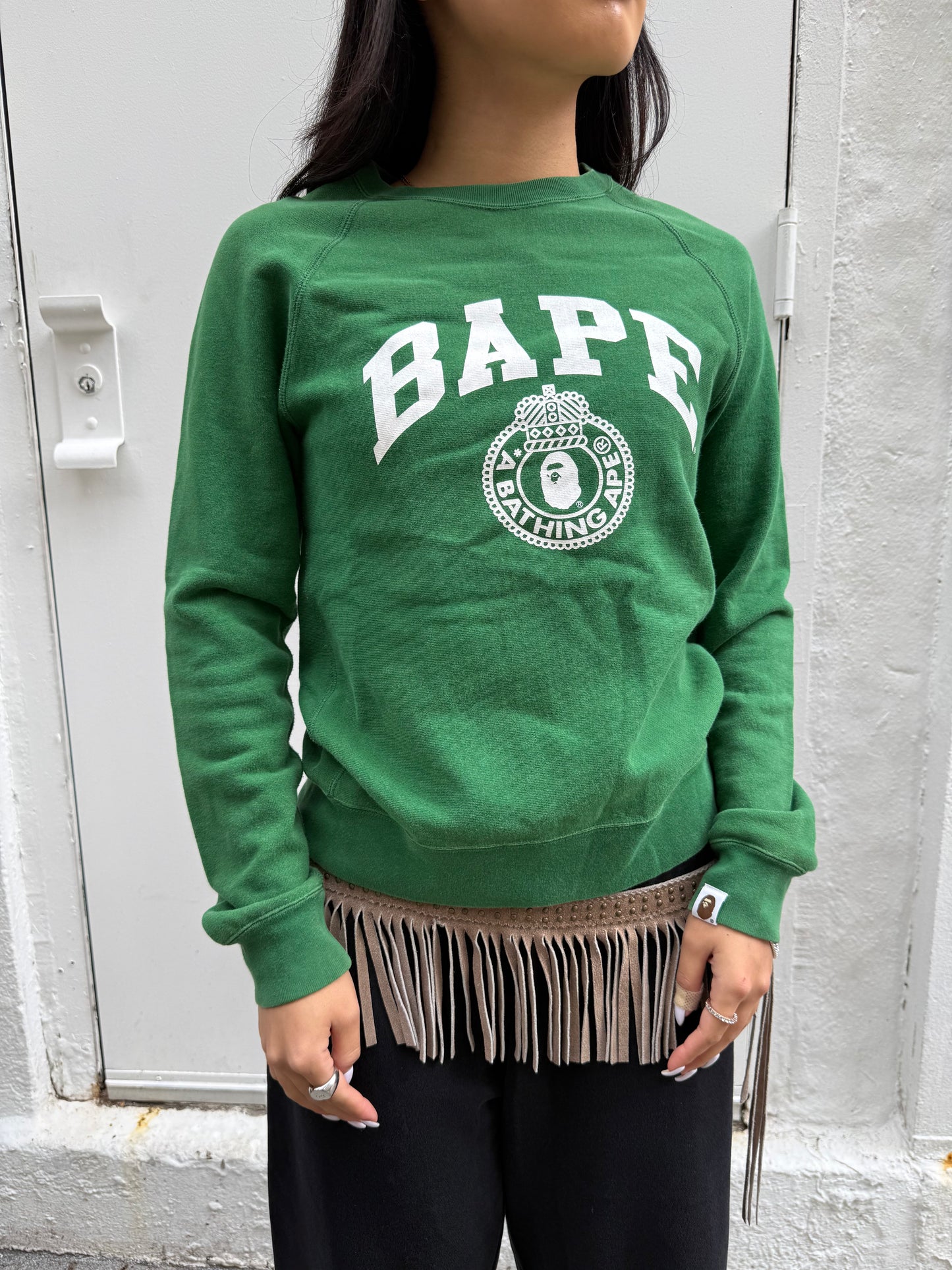 BAPE Y2K Green College Logo Sweatshirt