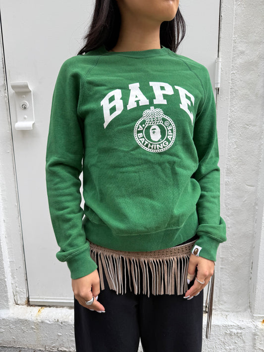 BAPE Y2K Green College Logo Sweatshirt