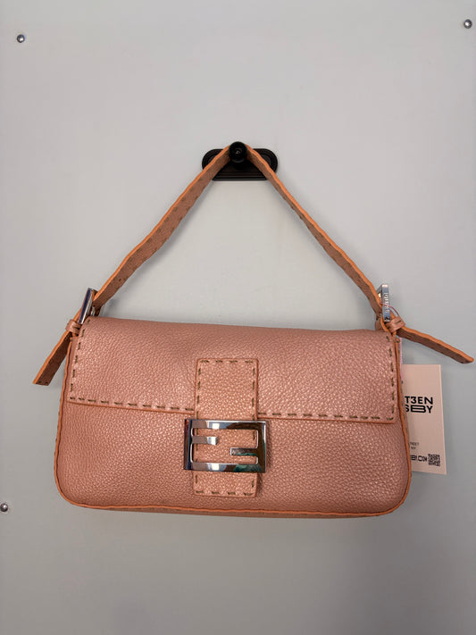 Fendi Selleria Baguette in Metallic Rose Pink