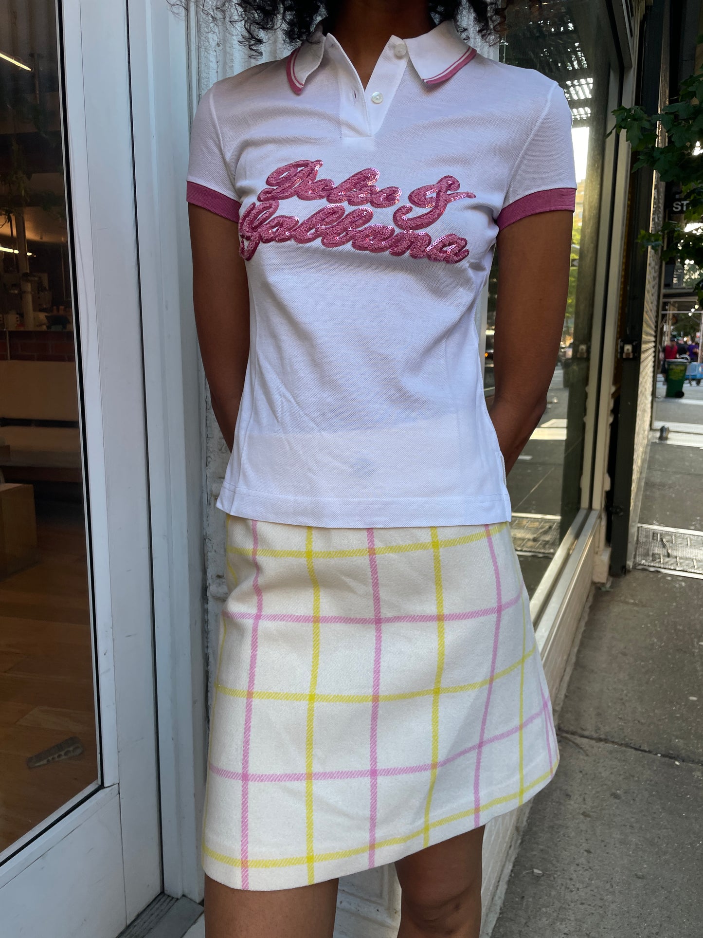Dolce & Gabbana Sport Polo in White with Pink Accents