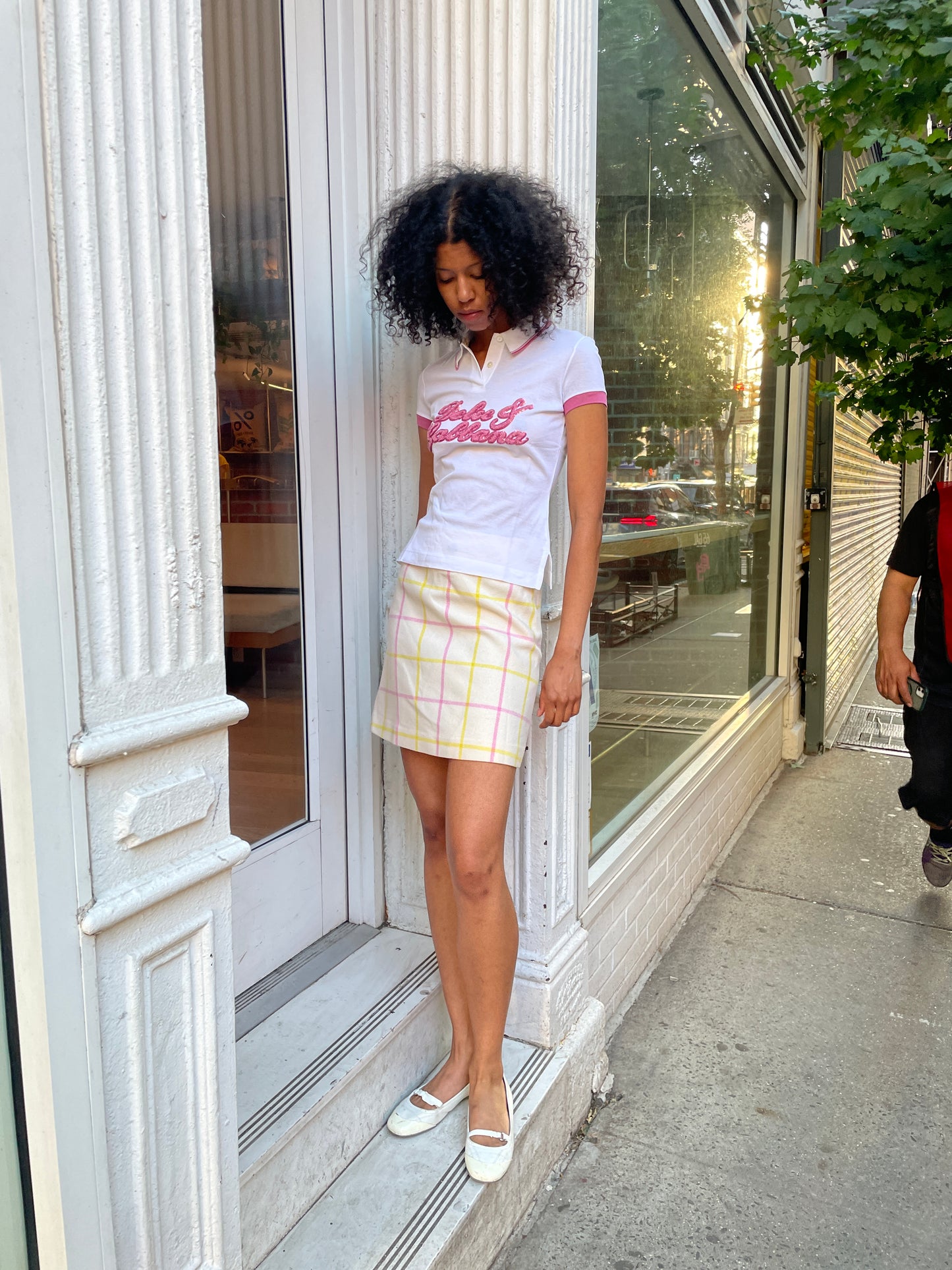 Dolce & Gabbana Sport Polo in White with Pink Accents