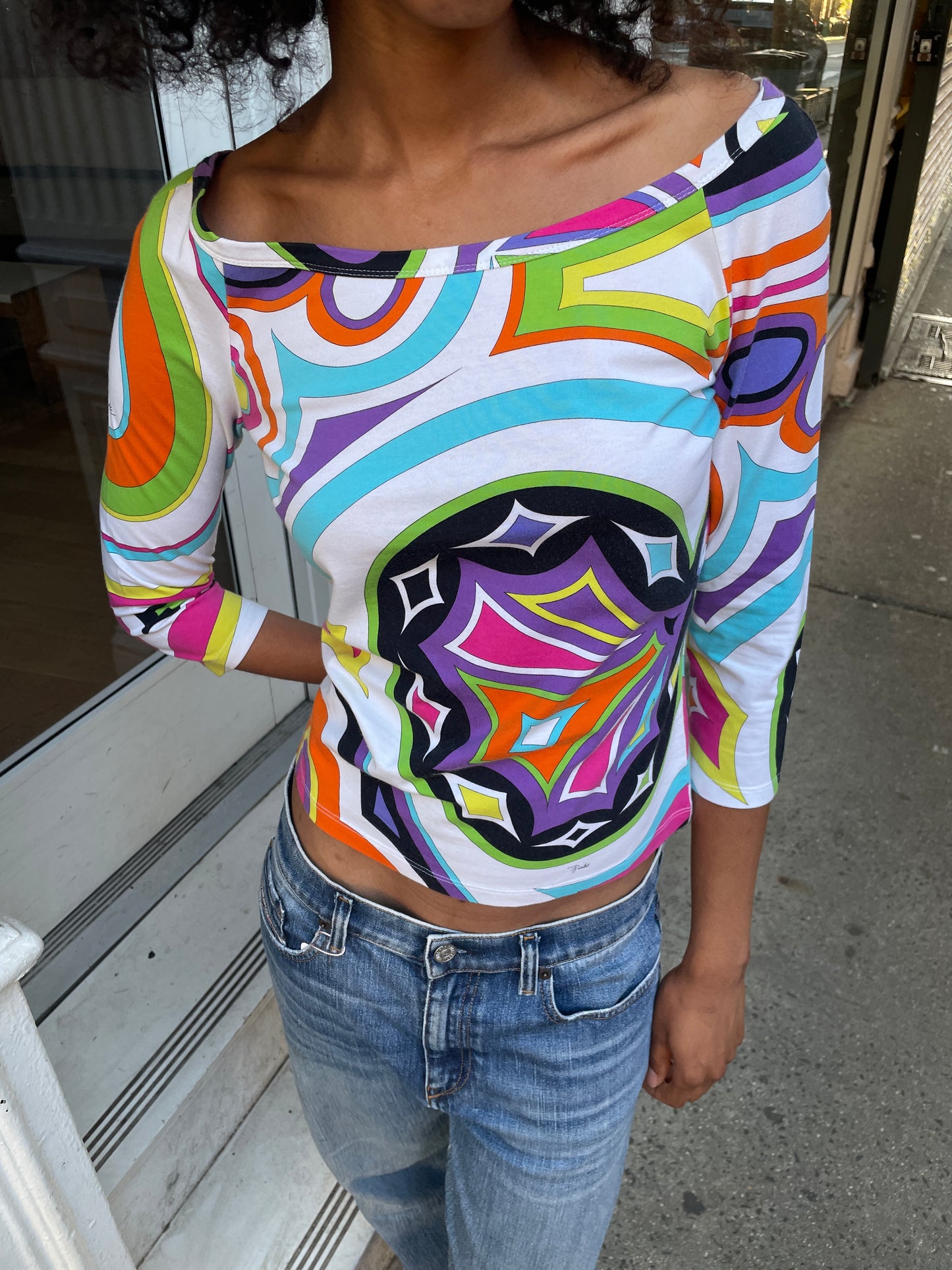 Emilio Pucci Multicolor 3/4 Sleeve Top
