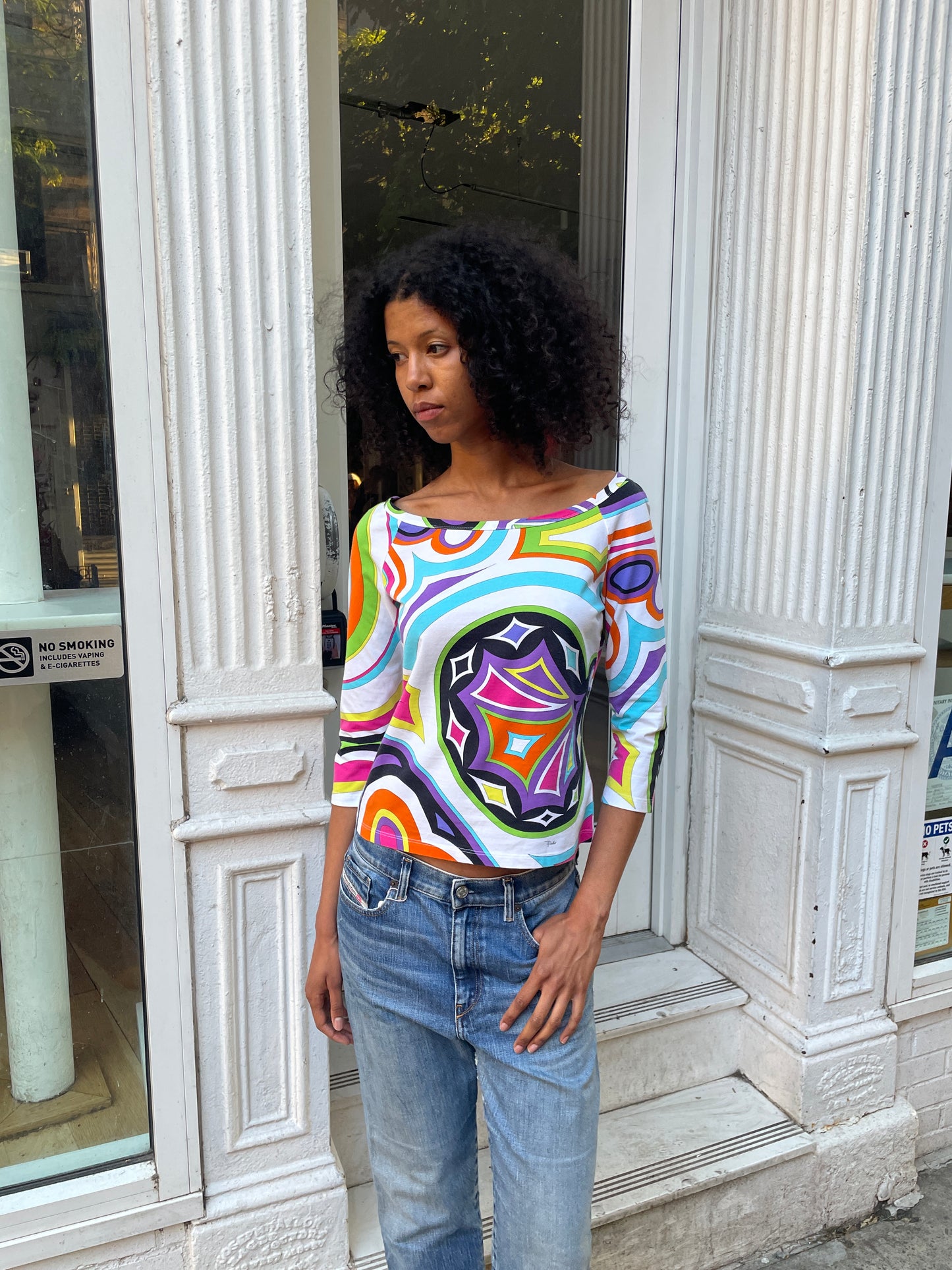 Emilio Pucci Multicolor 3/4 Sleeve Top