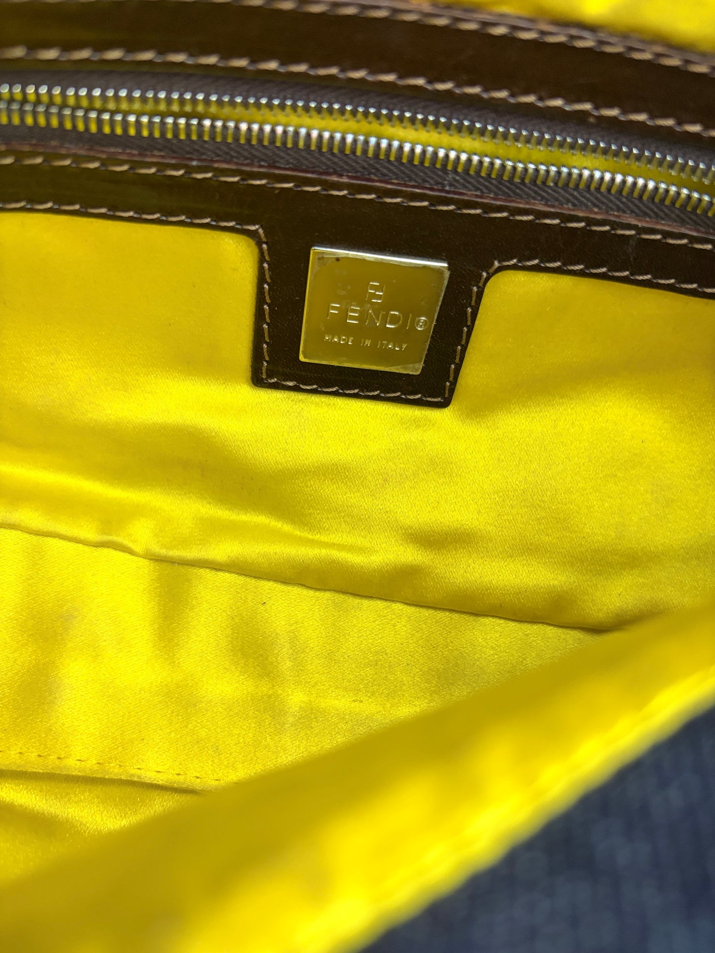 Fendi Denim Baguette 2000 Ricami Beaded Flowers Shoulder Bag