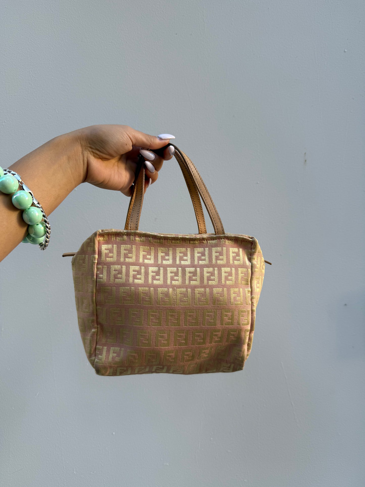 Fendi Y2K Pink and Gold Zucchino Mini Top Handle Bag