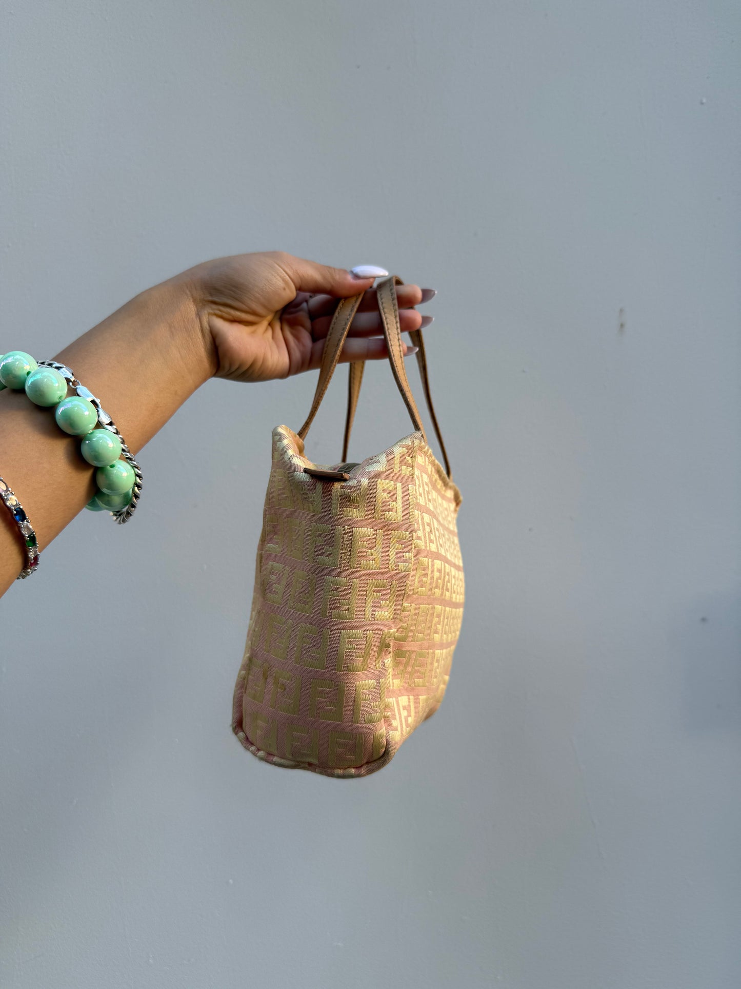 Fendi Y2K Pink and Gold Zucchino Mini Top Handle Bag