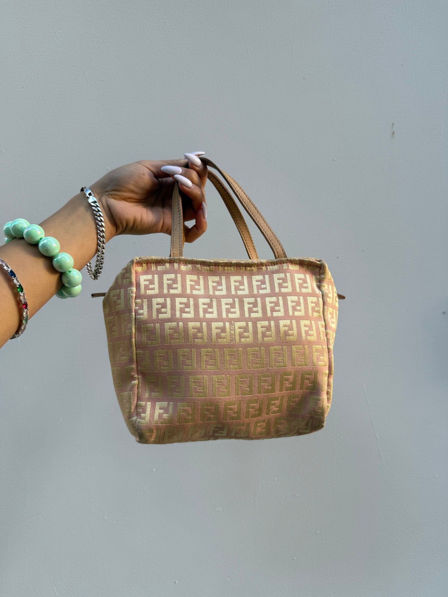 Fendi Y2K Pink and Gold Zucchino Mini Top Handle Bag