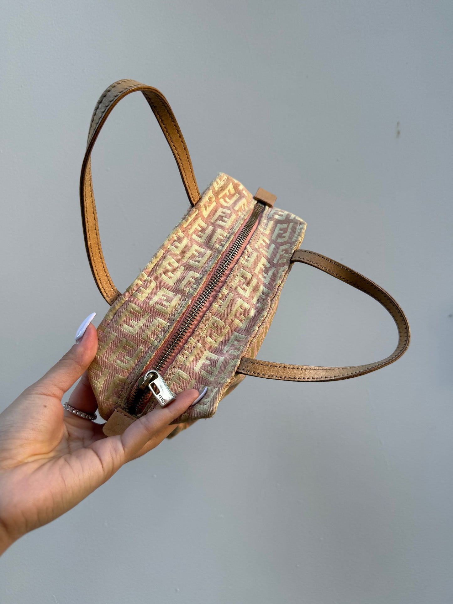 Fendi Y2K Pink and Gold Zucchino Mini Top Handle Bag