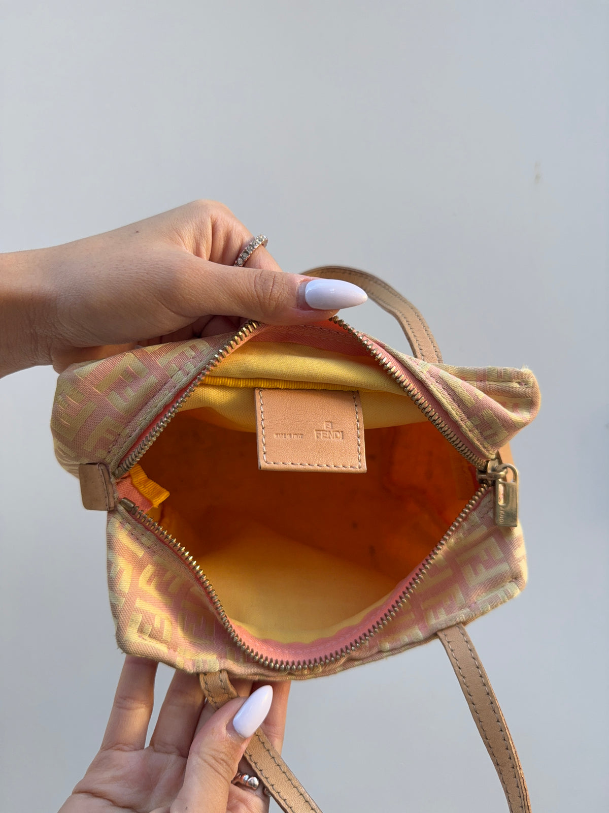 Fendi Y2K Pink and Gold Zucchino Mini Top Handle Bag