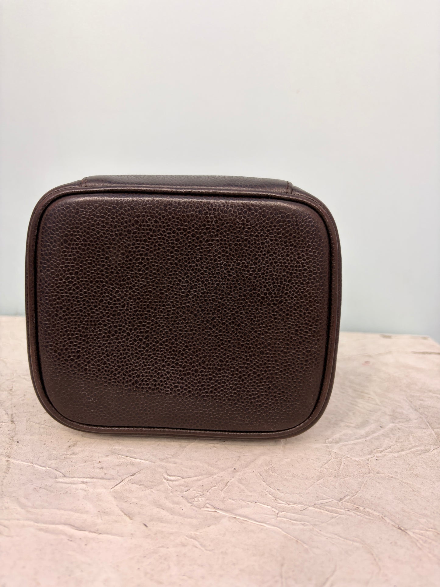 Vintage Chanel Vanity Top Handle Pouch in Dark Brown Caviar Leather