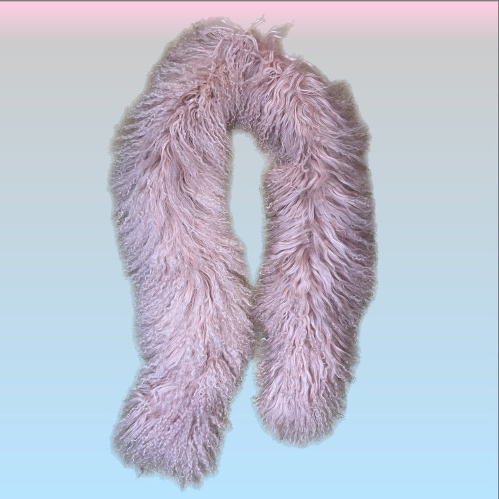 Pink Mongolian Fur Scarf