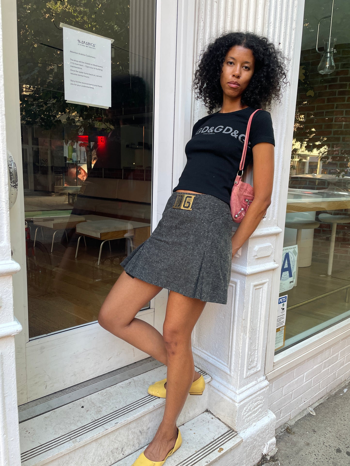 Dolce & Gabbana Gray Wool Skirt with Gold Buckle & Leopard Lining