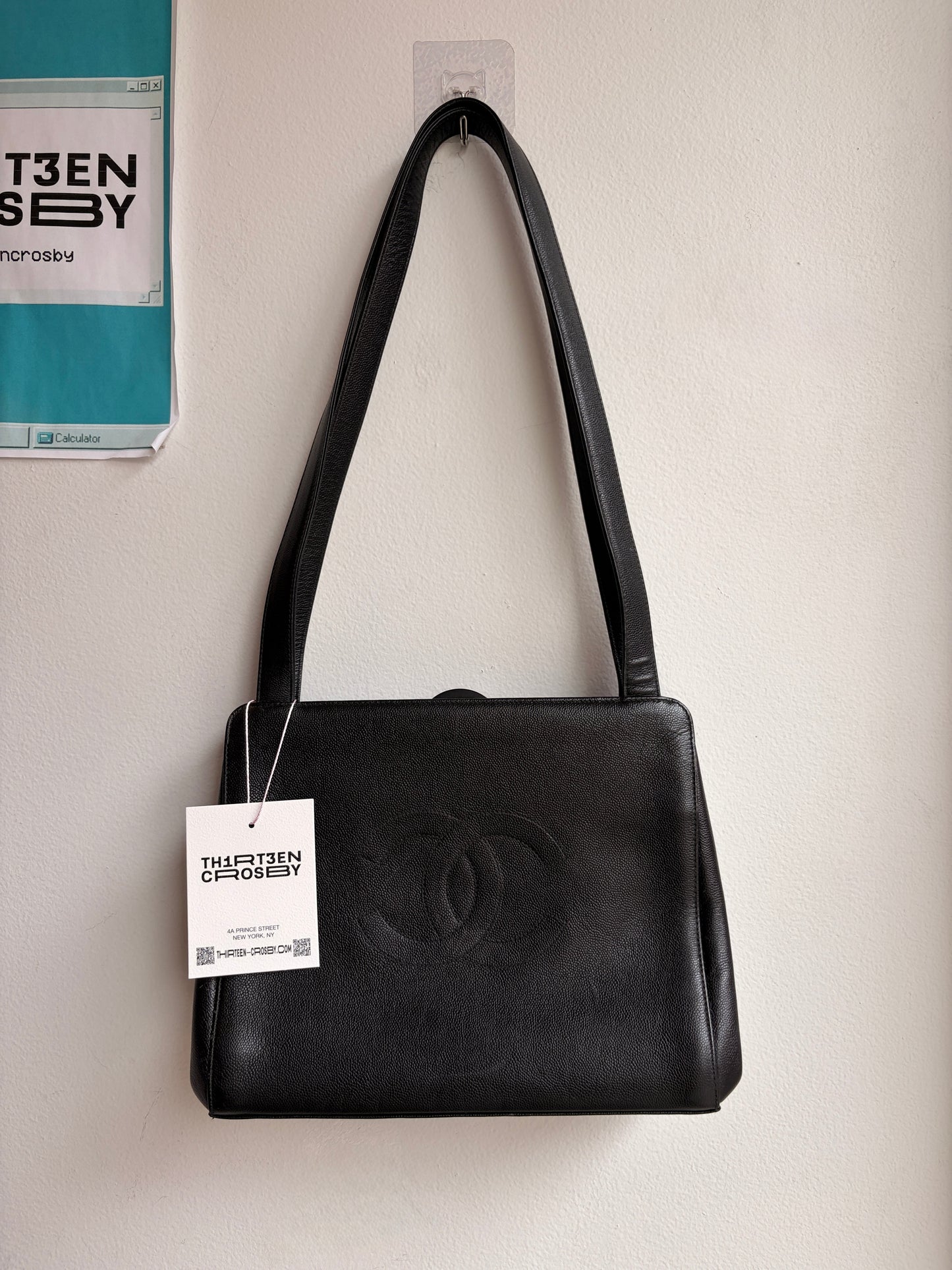 Chanel 90s Caviar Timeless Shoulder Bag in Black