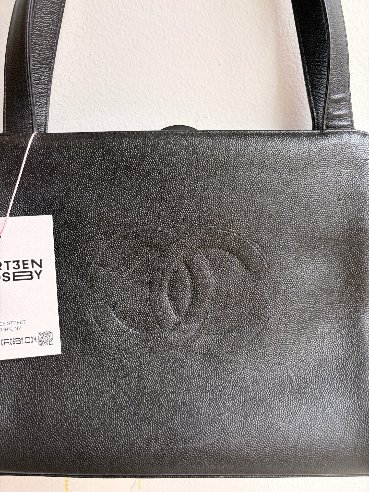 Chanel 90s Caviar Timeless Shoulder Bag in Black