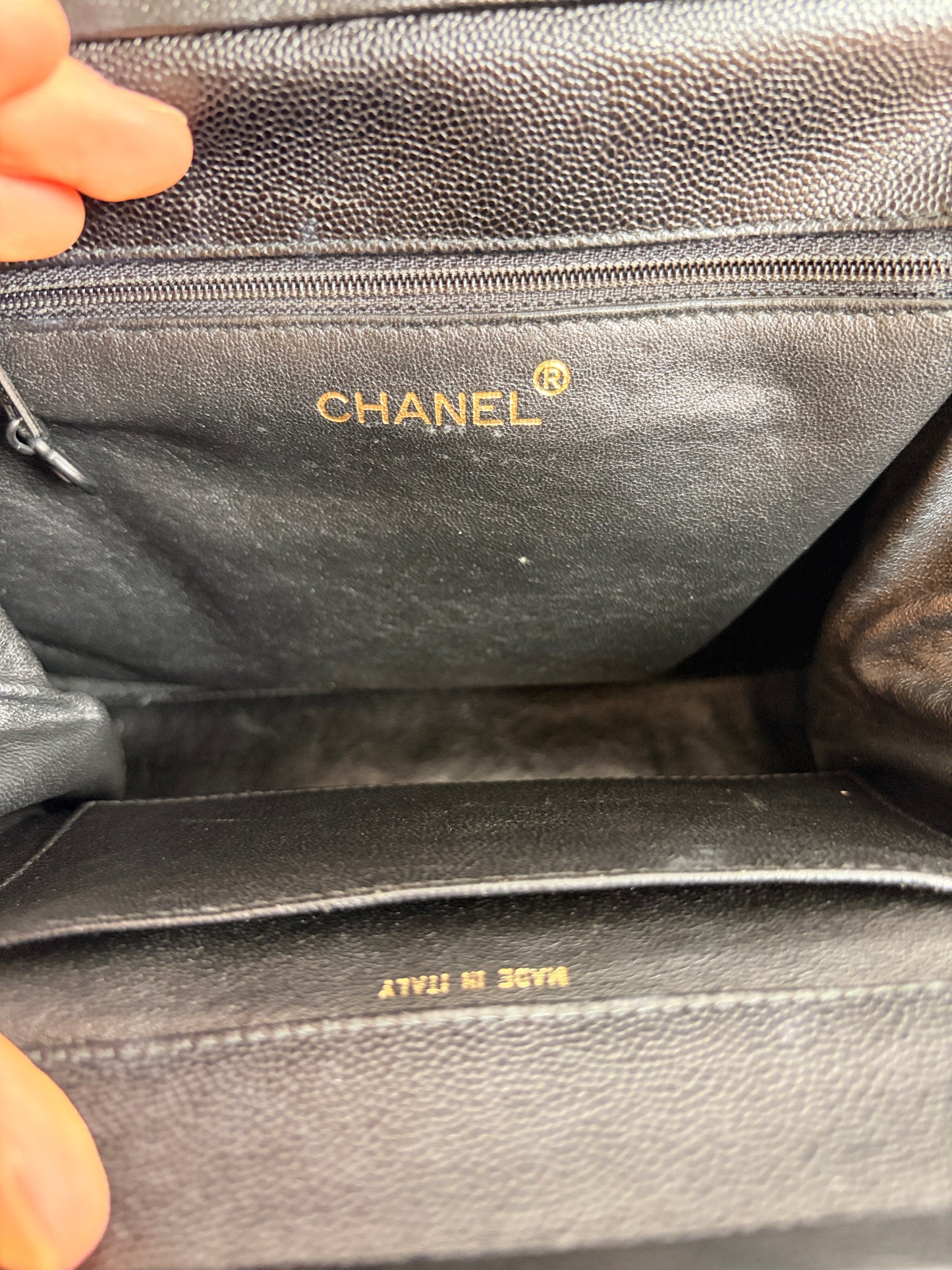 Chanel 90s Caviar Timeless Shoulder Bag in Black