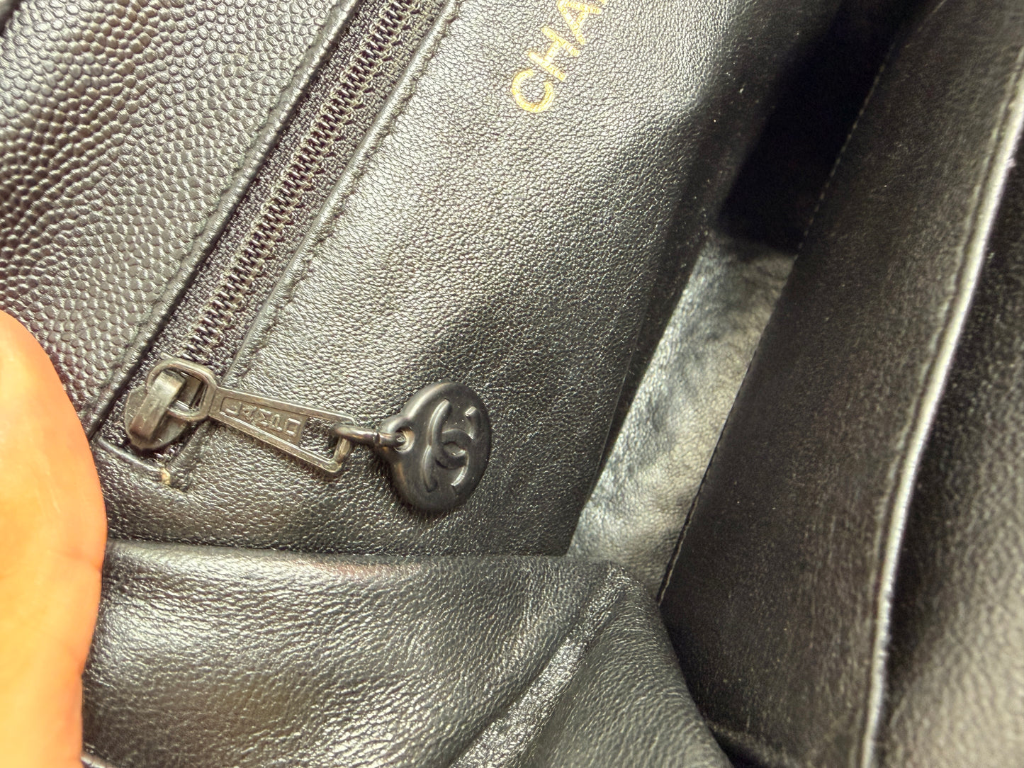Chanel 90s Caviar Timeless Shoulder Bag in Black