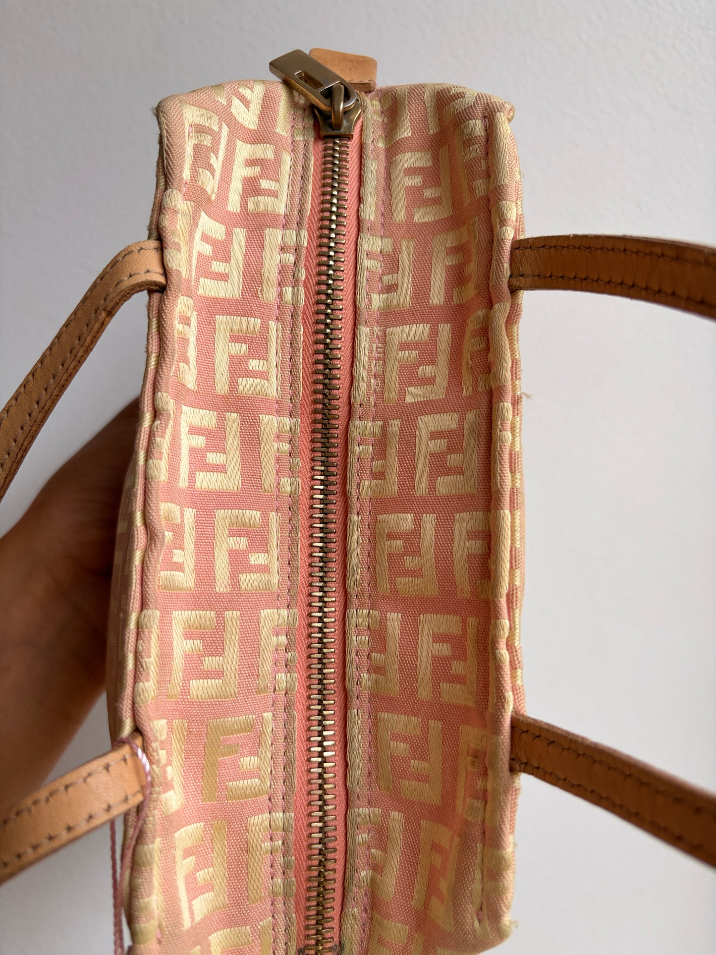 Fendi Zucchino Pink and Gold Mini Bag