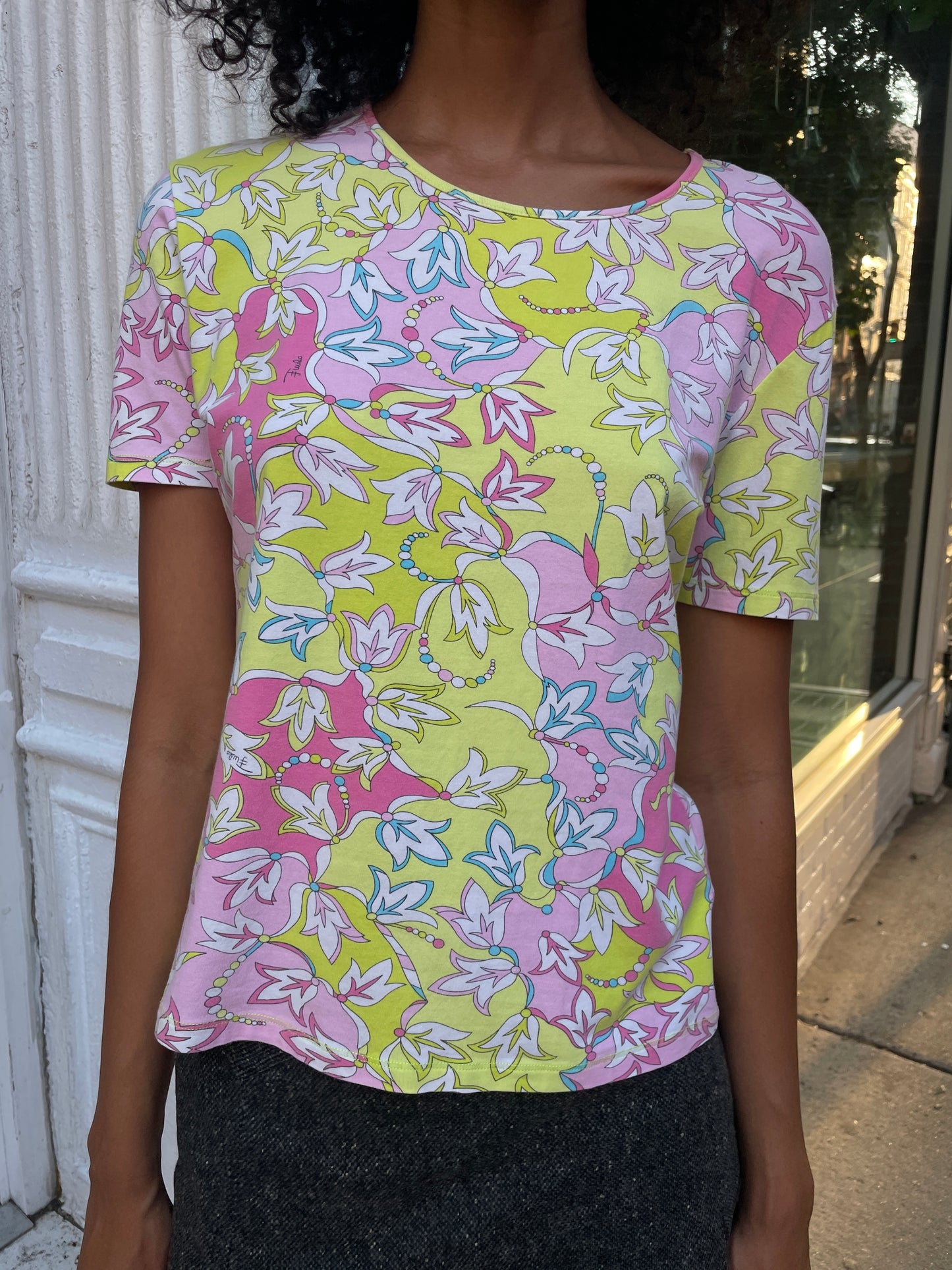 Emilio Pucci Pink & Green Signature Print Tee