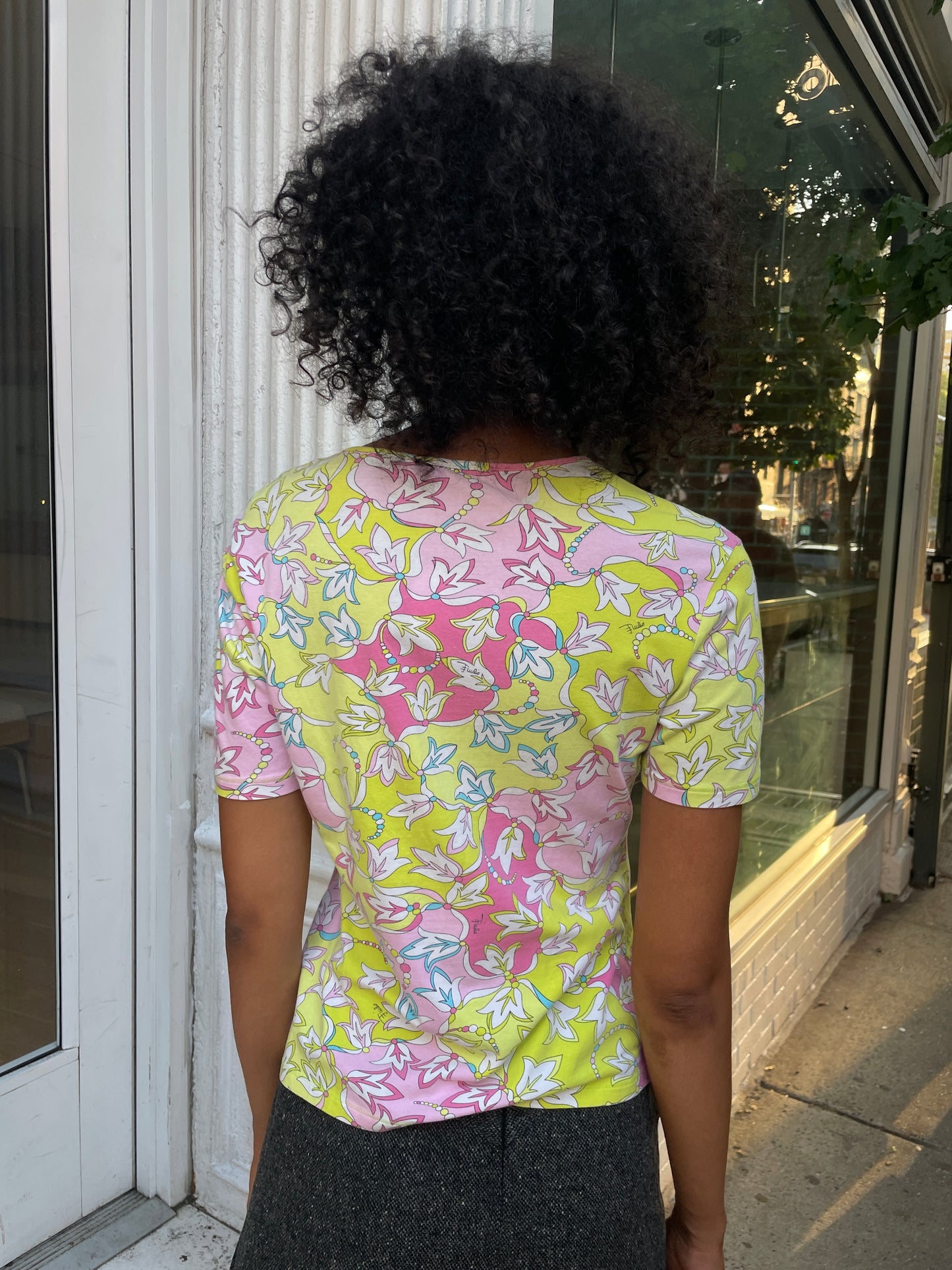 Emilio Pucci Pink & Green Signature Print Tee