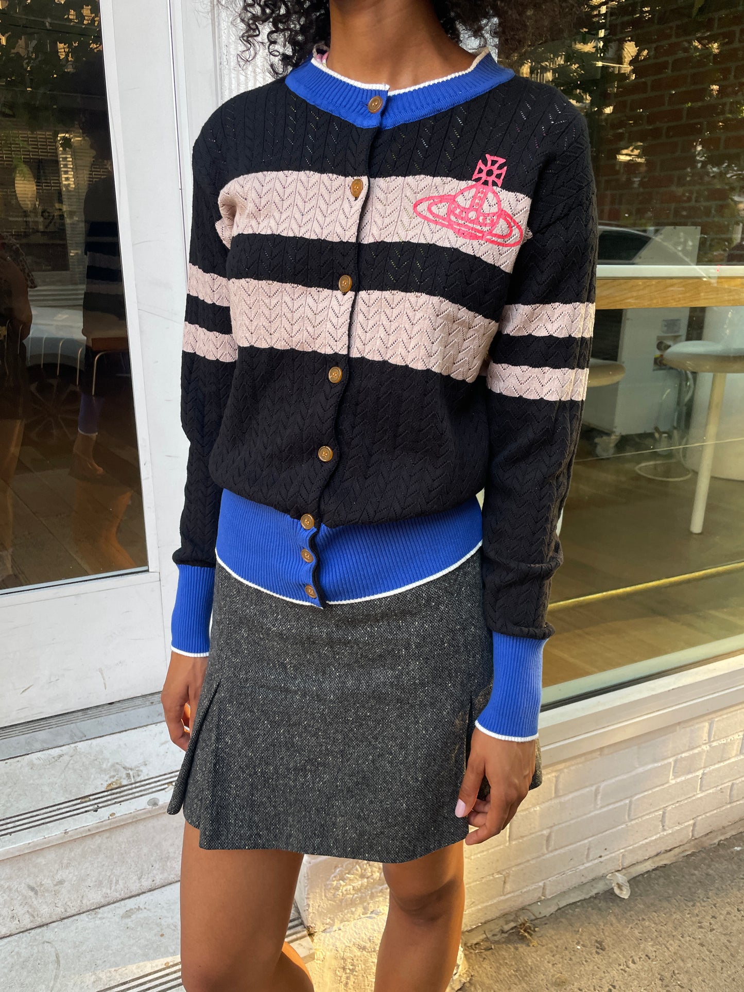 Vivienne Westwood Striped Black and Blue Cardigan
