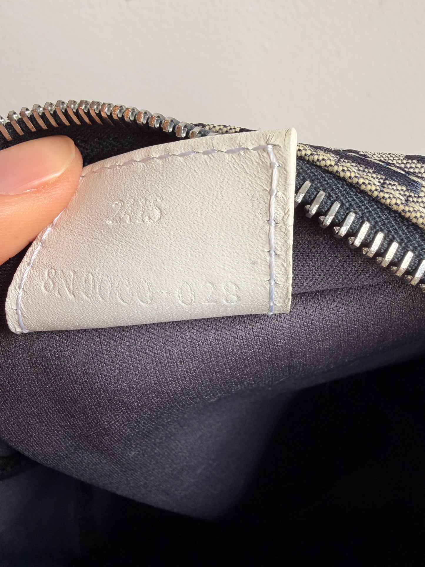 Fendi Zucchino Mini Bag in Navy with White Leather Trim