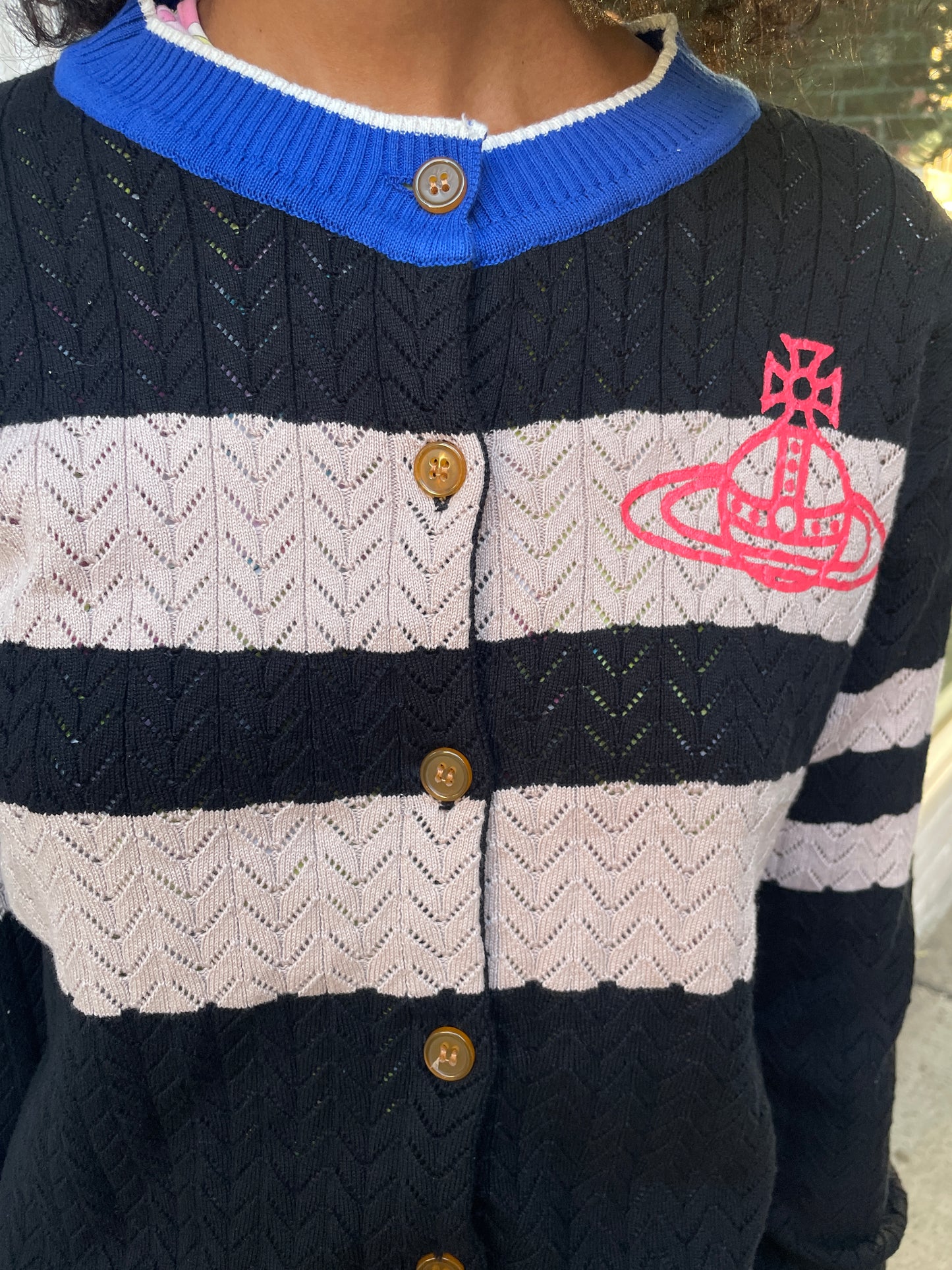 Vivienne Westwood Striped Black and Blue Cardigan