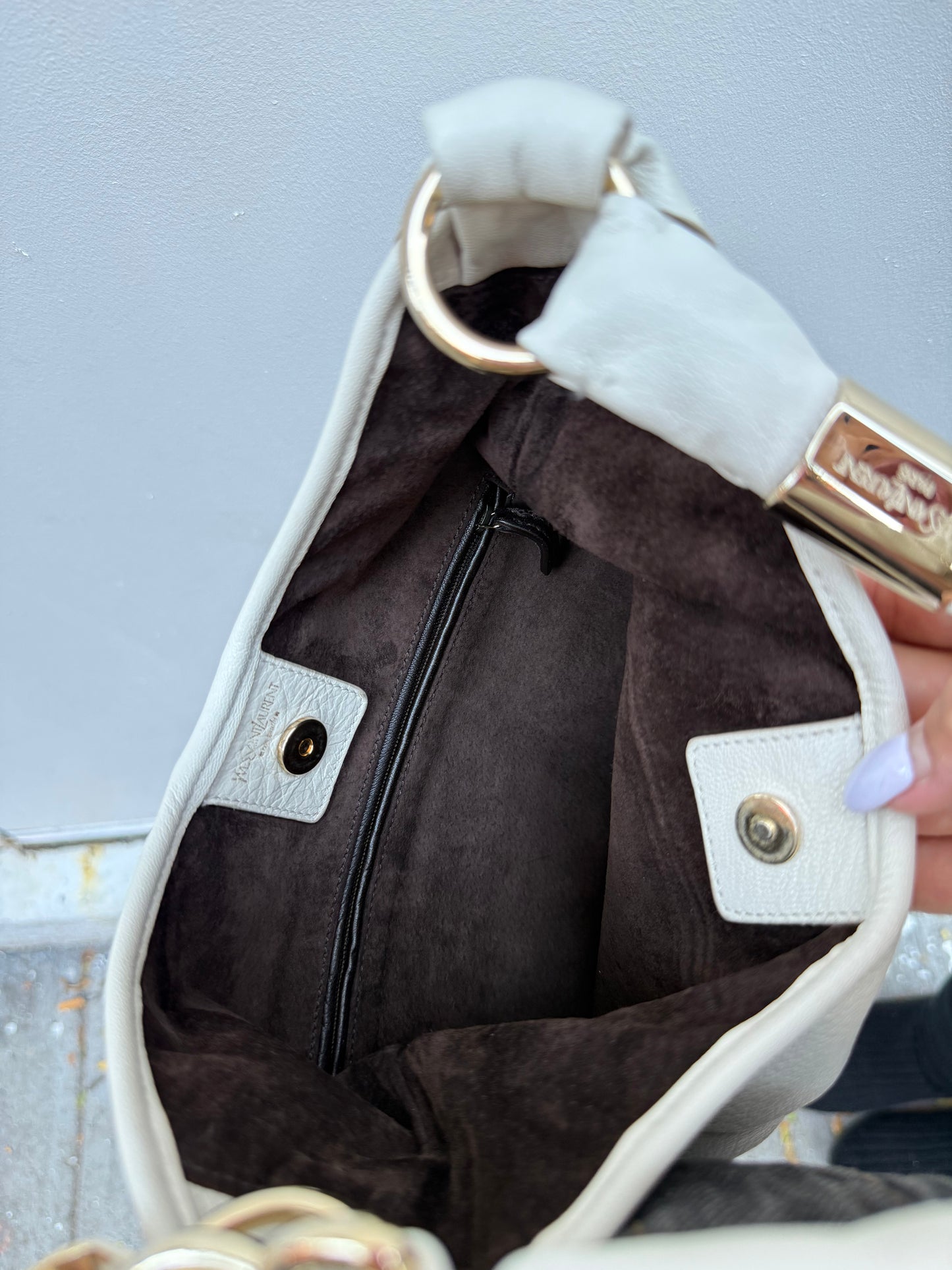 Yves Saint Laurent Y2K Rive Gauche White Mombasa St Tropez Shoulder Bag