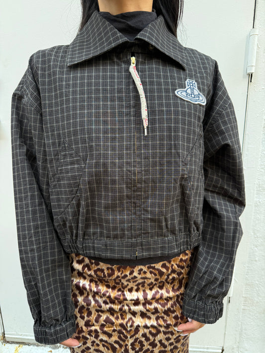 Vivienne Westwood Red Label Black and Gray Plaid Cropped Jacket