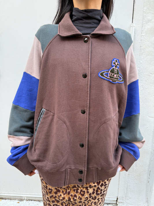 Vivienne Westwood Vintage Brown Colorblock Bomber Knit Jacket