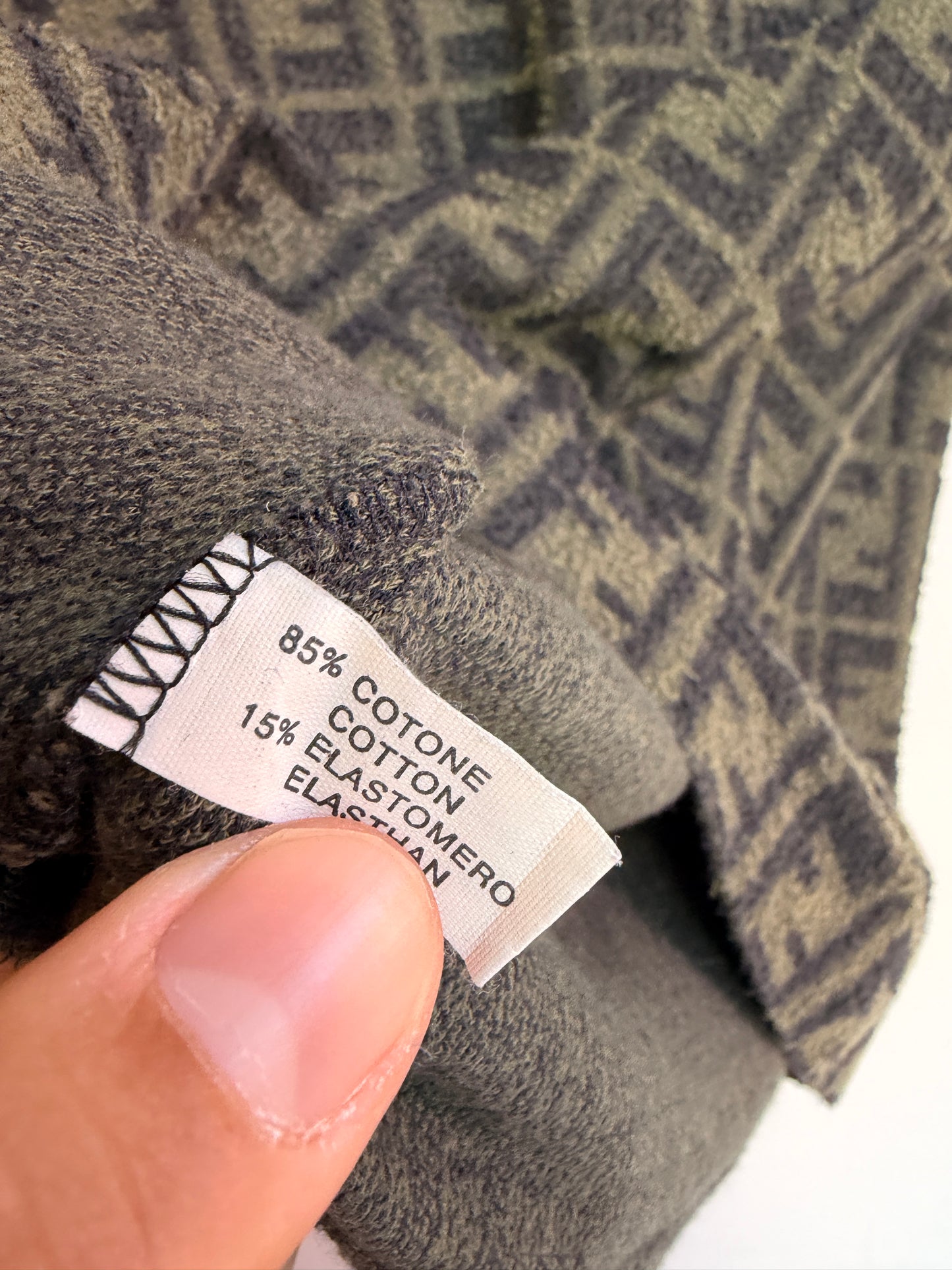 Vintage Fendi Zucca Terrycloth T Shirt in Green and Black