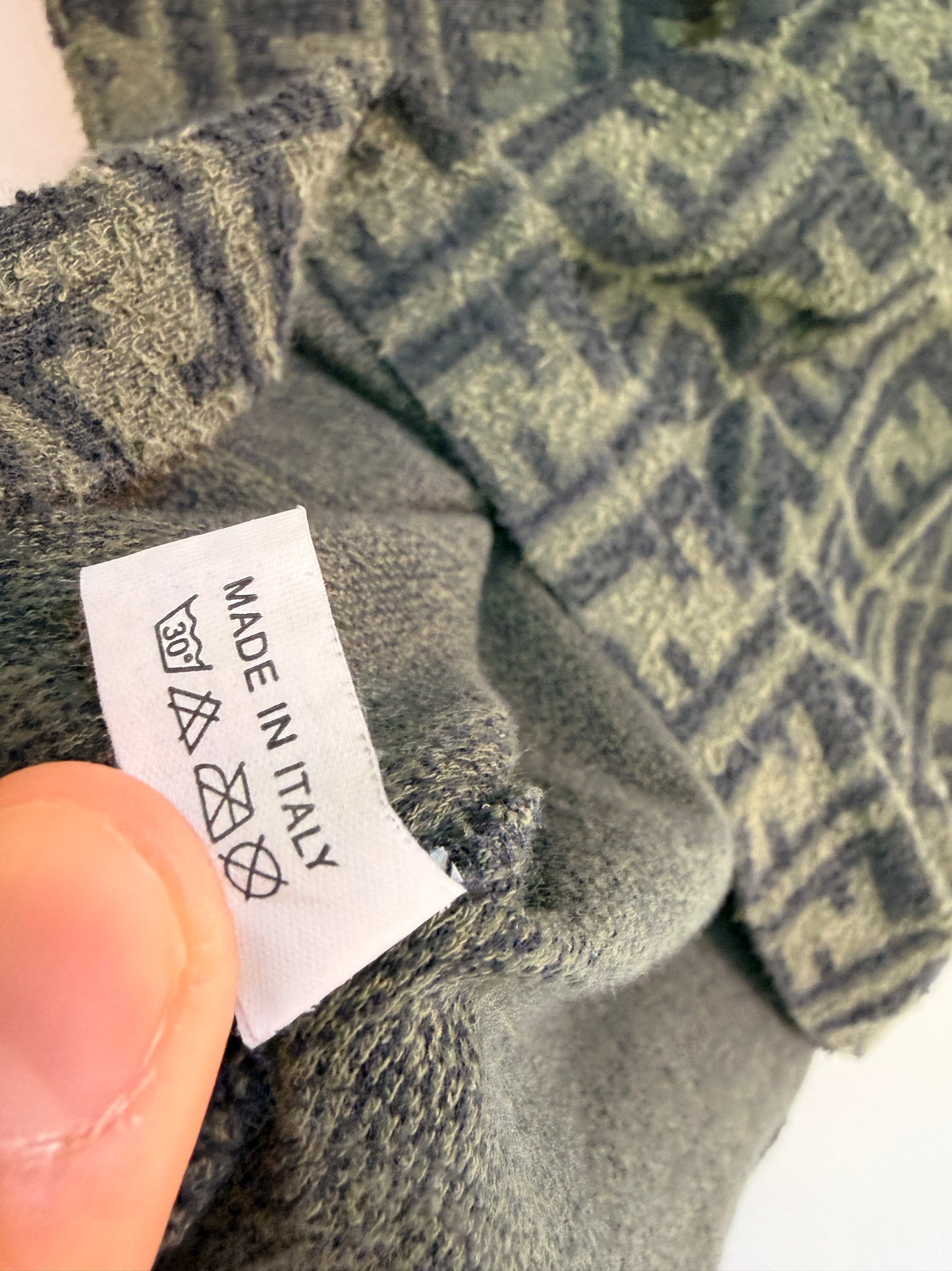 Vintage Fendi Zucca Terrycloth T Shirt in Green and Black