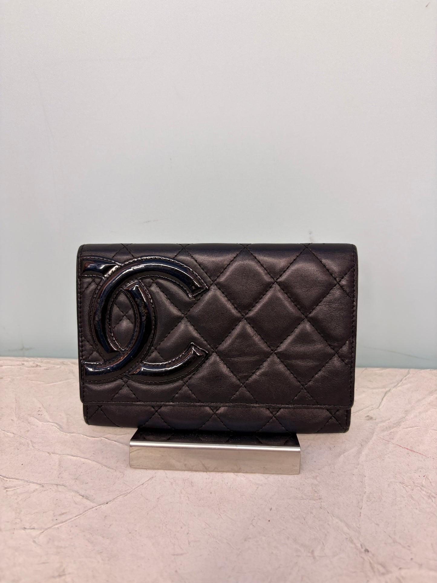 Chanel Cambon Wallet in Black with Pink Lining