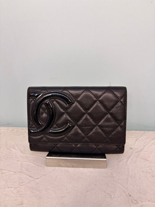 Chanel Cambon Wallet in Black with Pink Lining
