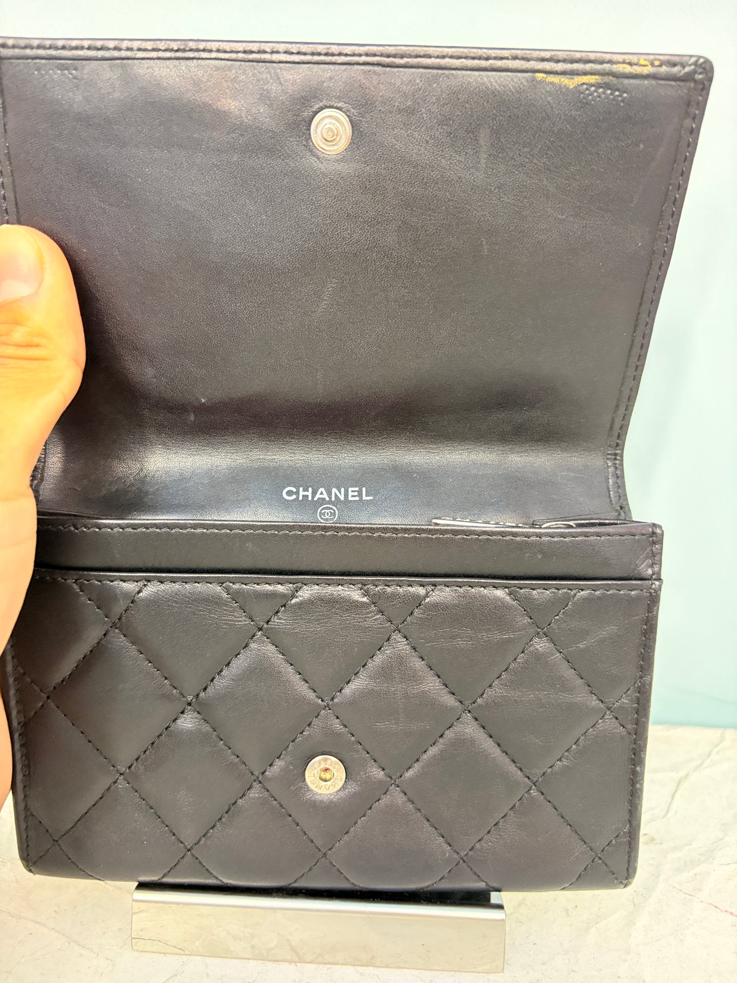 Chanel Cambon Wallet in Black with Pink Lining