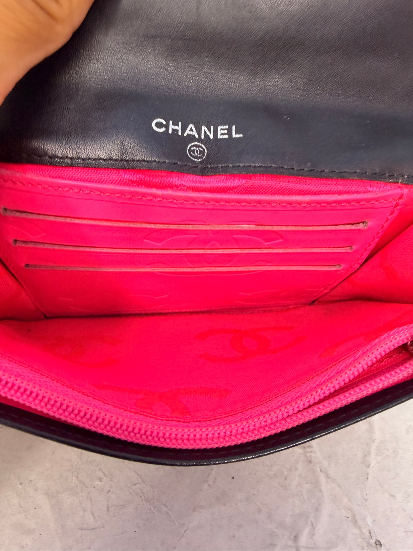 Chanel Cambon Wallet in Black with Pink Lining