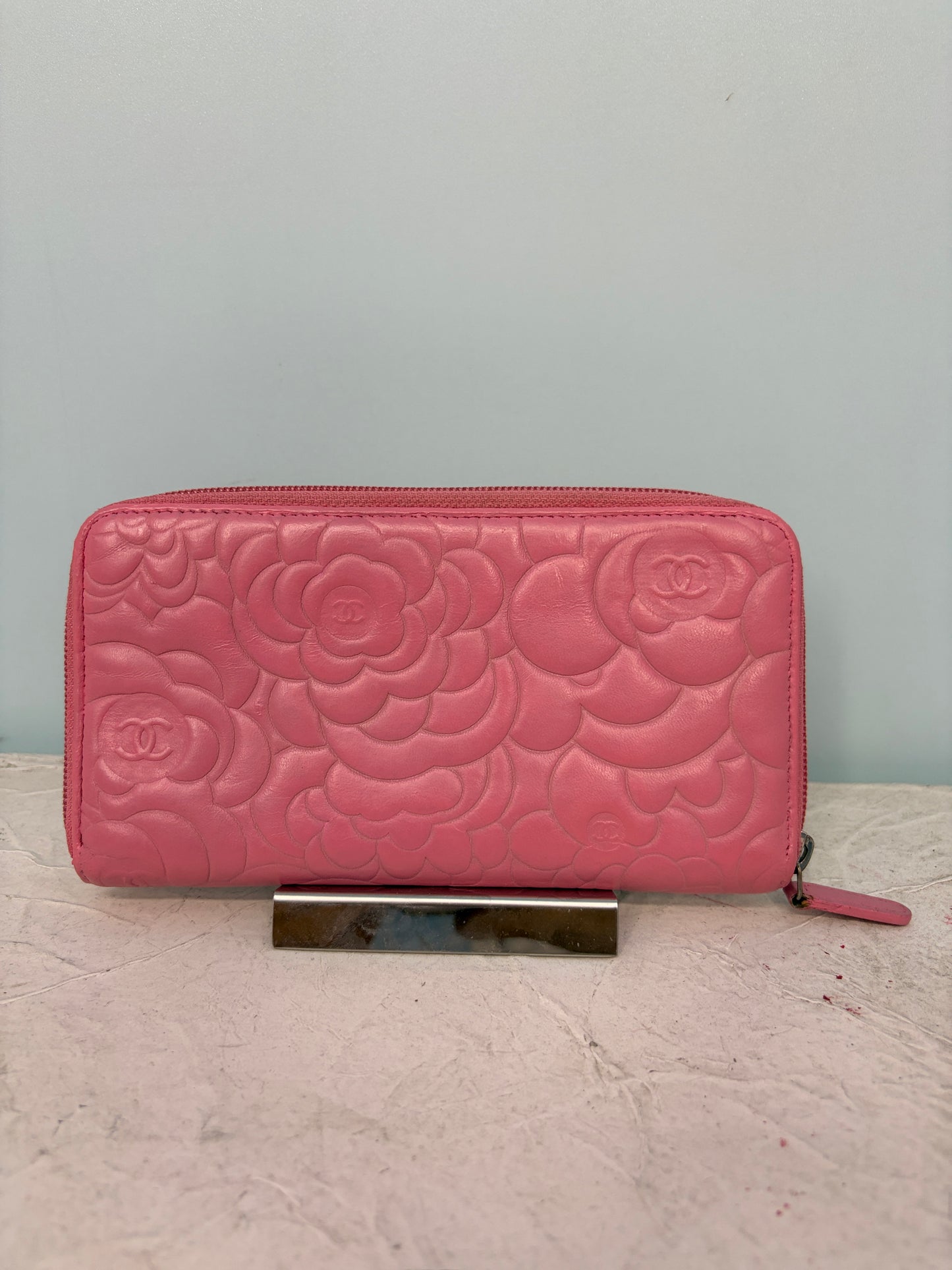 Chanel Pink Camellia Continental Wallet