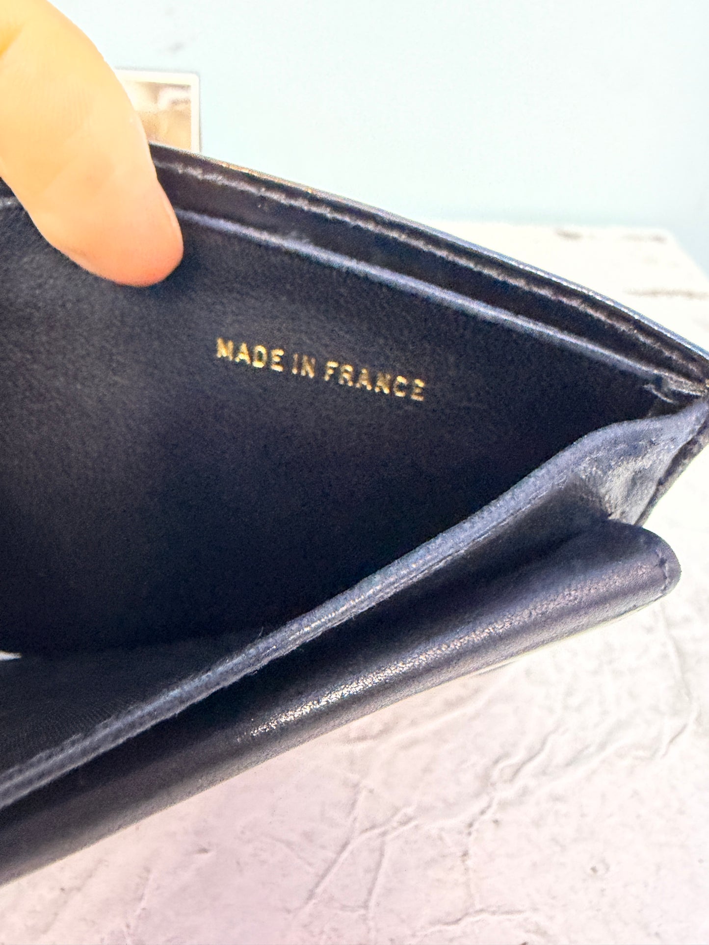 Chanel CC Logo Patent Leather Wallet Black