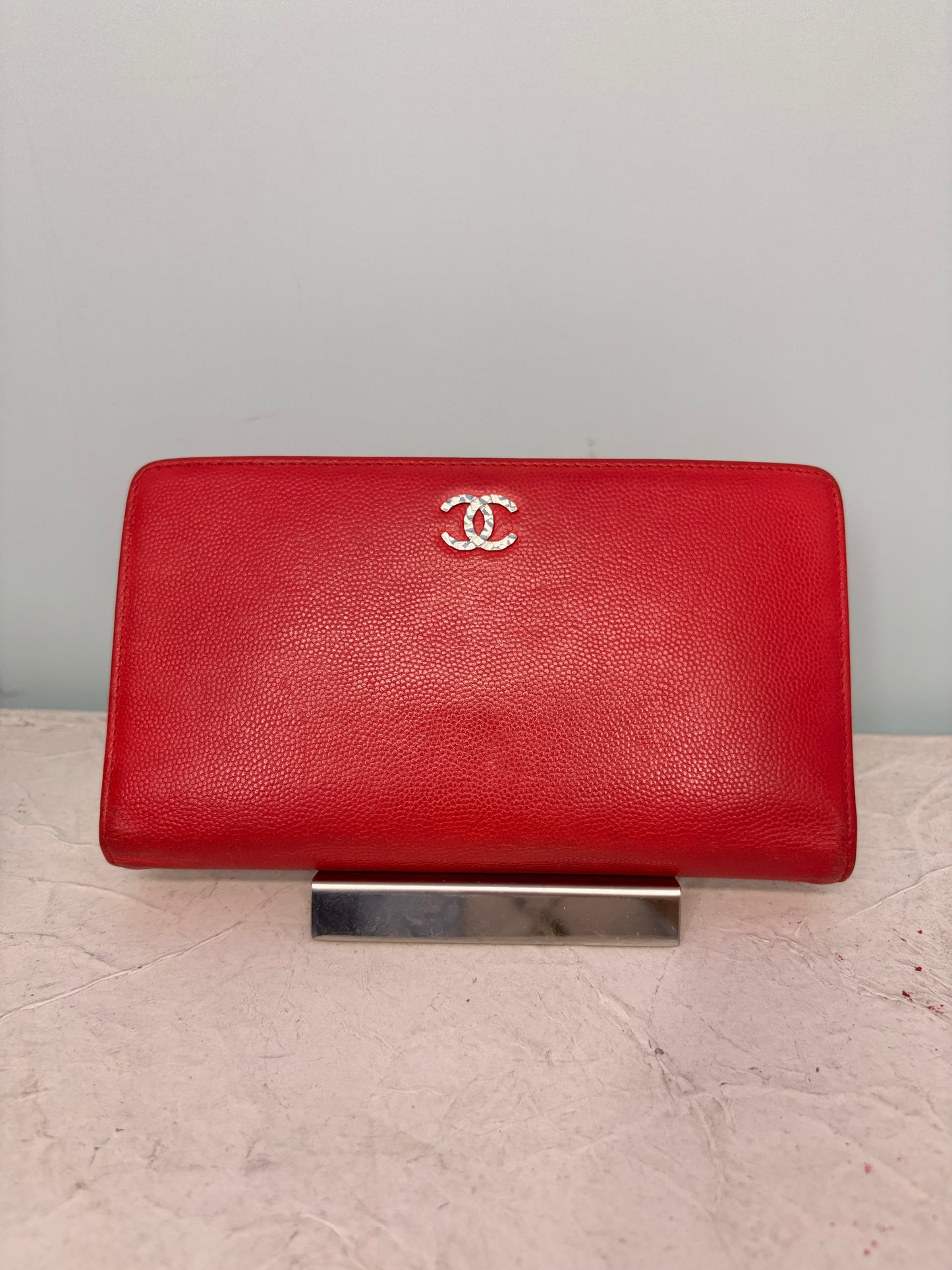Chanel Long Wallet in Red Caviar Leather