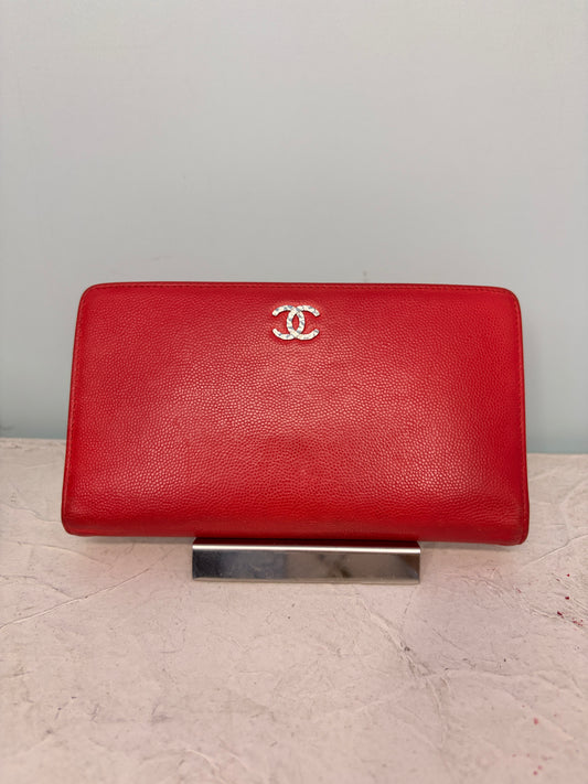 Chanel Long Wallet in Red Caviar Leather